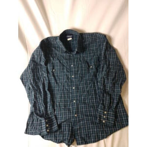 Wrangler Pearl Snap Button Western Long Sleeve Shirt Men's XL Blue Check MWR244M